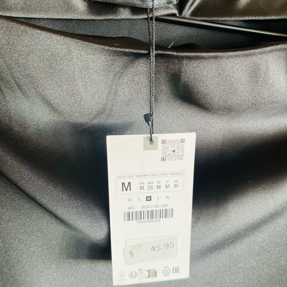 Zara NWT Black Satin Slip Skirt - Women - Picture 3 of 3